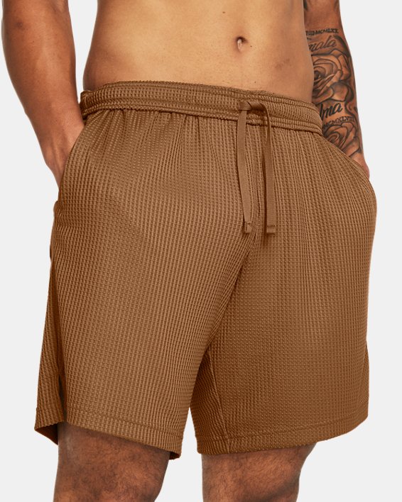 Men's UA Rival Waffle Shorts in Brown image number 3